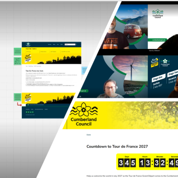 A collage of images show people attending the show and tell and screen shots of presentation slides